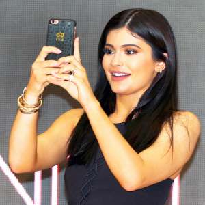 Kylie Jenner takes a selfie at Chadstone Shopping Centre in Melbourne, Australia.