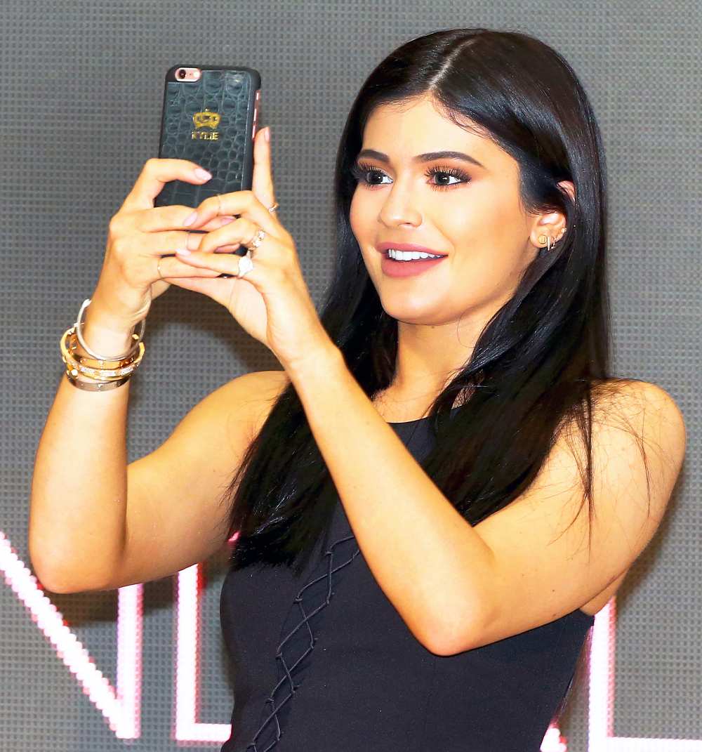 Kylie Jenner takes a selfie at Chadstone Shopping Centre in Melbourne, Australia.