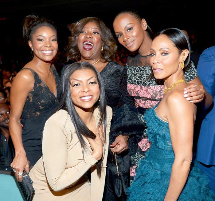 Gabrielle Union, Taraji P. Henson, Loretta Devine, Tika Sumpter and Jada Pinkett Smith attend the 47th NAACP Image Awards at Pasadena Civic Auditorium in Los Angeles on February 5, 2016.