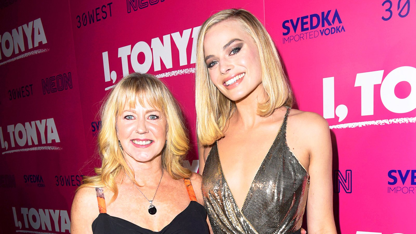 Tonya Harding and Margot Robbie attend NEON and 30WEST Present the Los Angeles 2017 Premiere of "I, Tonya" in Los Angeles, California.