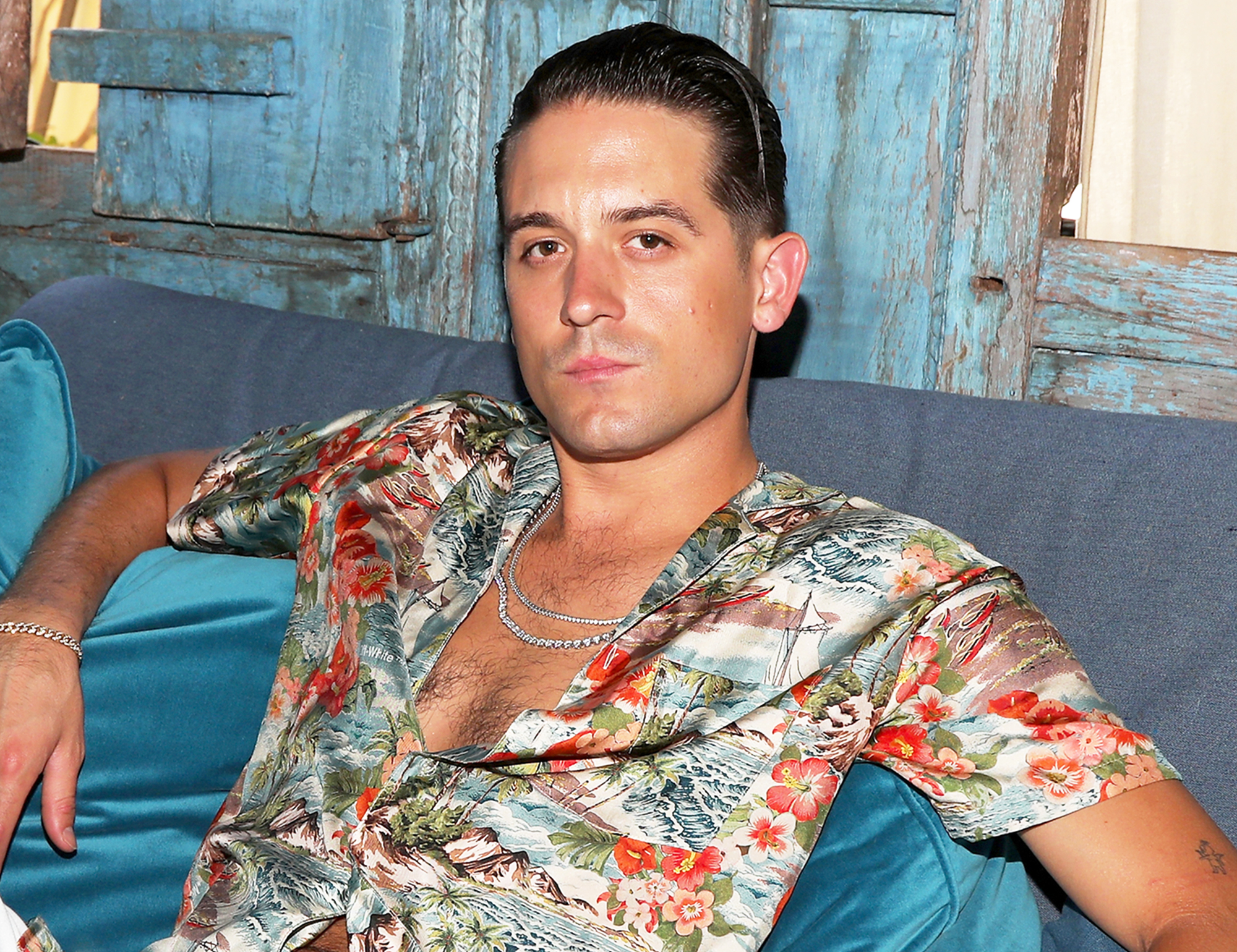 G-Eazy attends a pool party at Playboy Social Club in Palm Springs, California, on April 14, 2018.