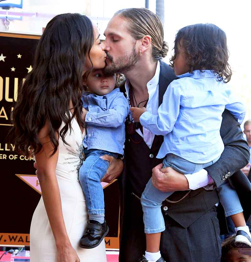 Zoe Saldana and Marco Perego with their children Bowie, Cy and Zen