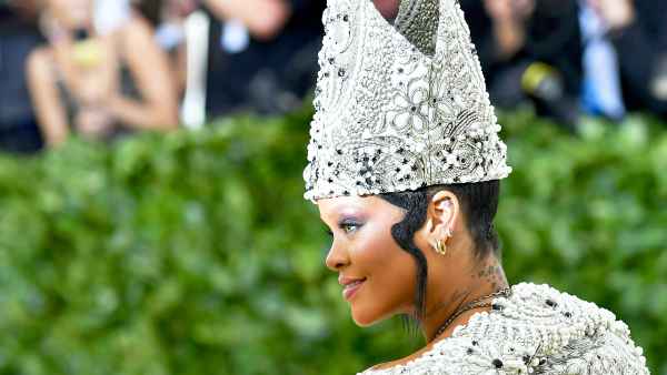 Rihanna arrives for the 2018 Met Gala on May 7, 2018 at the Metropolitan Museum of Art in New York City.