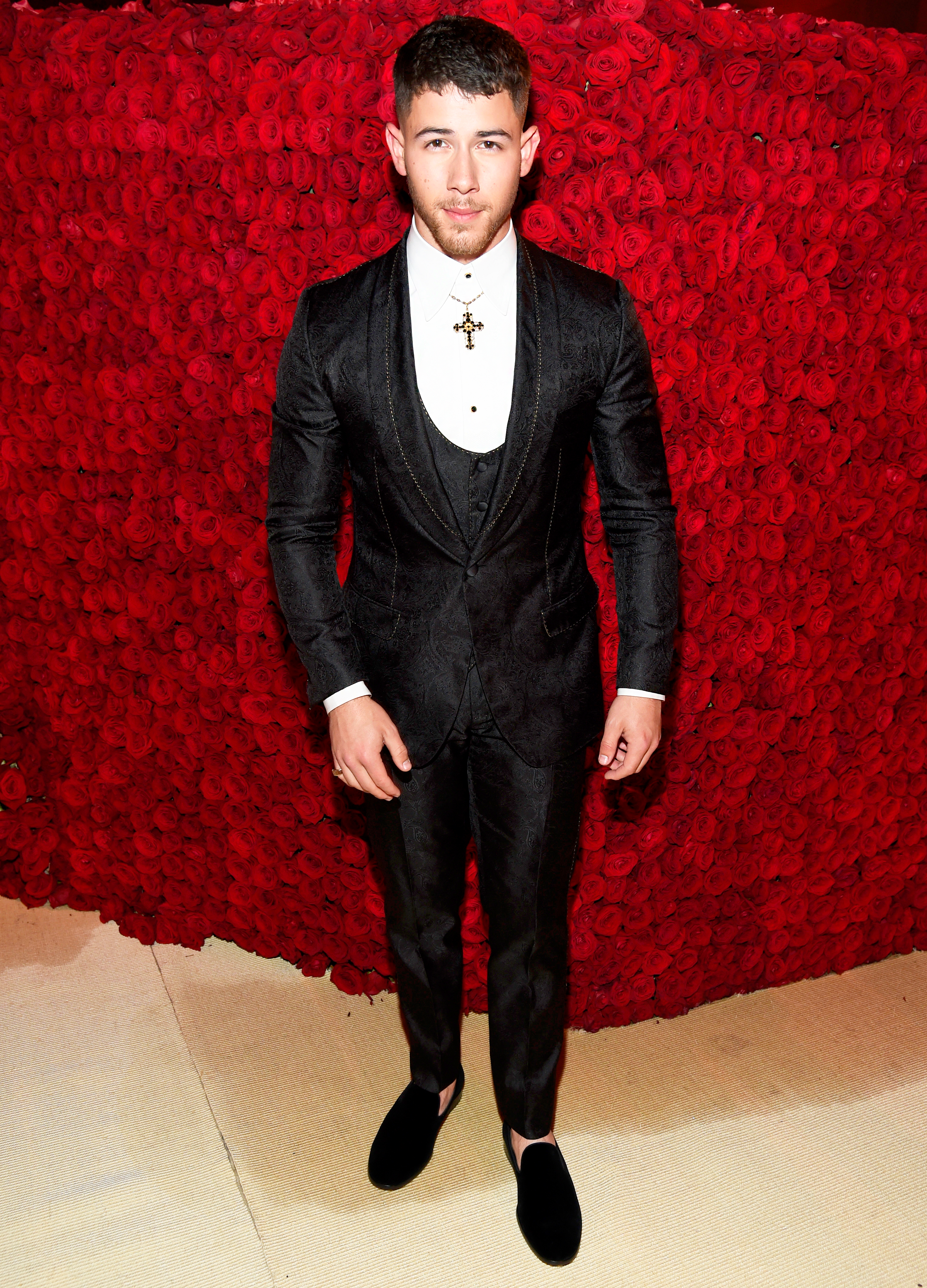 Nick Jonas attends the Heavenly Bodies: Fashion & The Catholic Imagination Costume Institute Gala at The Metropolitan Museum of Art on May 7, 2018 in New York City.