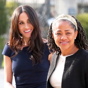 Meghan Markle and her mother Doria Ragland arrive at Cliveden House Hotel on the National Trust's Cliveden Estate on May 18, 2018 in Berkshire, England.