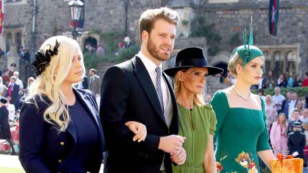 Eliza Spencer, Louis Spencer, Victoria Aitken and Kitty Spencer arrive for the wedding ceremony of Britain's Prince Harry and Meghan Markle at St George's Chapel, Windsor Castle on May 19, 2018 in Windsor, England.