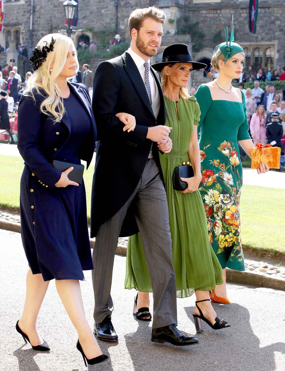 Eliza Spencer, Louis Spencer, Victoria Aitken and Kitty Spencer arrive for the wedding ceremony of Britain's Prince Harry and Meghan Markle at St George's Chapel, Windsor Castle on May 19, 2018 in Windsor, England.