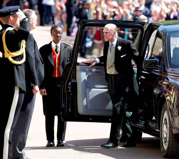 Prince Philip, Duke of Edinburgh arrive for the wedding ceremony of Britain's Prince Harry and US actress Meghan Markle at St George's Chapel, Windsor Castle on May 19, 2018 in Windsor, England.