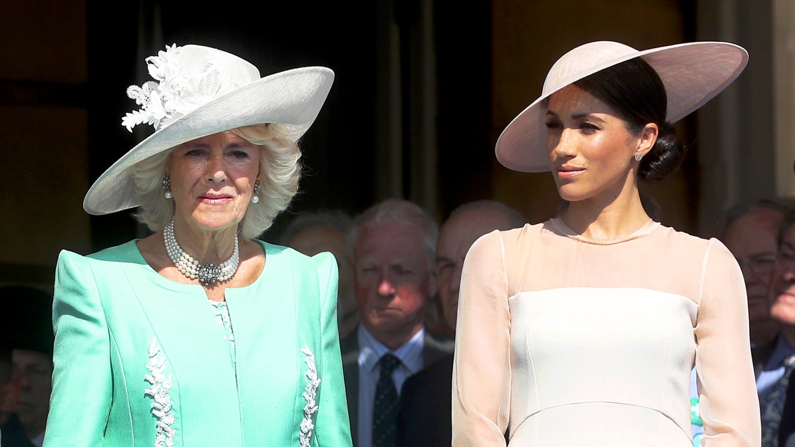 Camilla, Duchess of Cornwall and Meghan, Duchess of Sussex attend The Prince of Wales' 70th Birthday Patronage Celebration held at Buckingham Palace on May 22, 2018 in London, England.