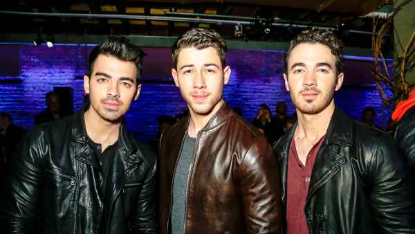 Joe Jonas, Nick Jonas and Kevin Jonas attend John Varvatos Fall/Winter 2018 Show at The Angel Orensanz Foundation in New York City.