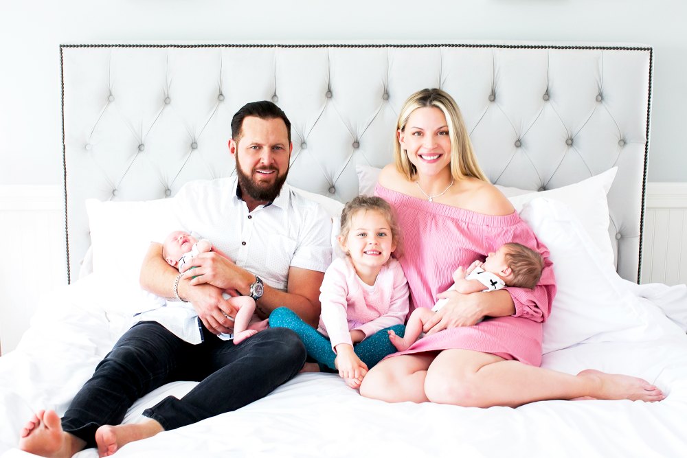 A.J. Buckley and Abigail Ochse with daughter Willow and twins Bodhi and Ranger