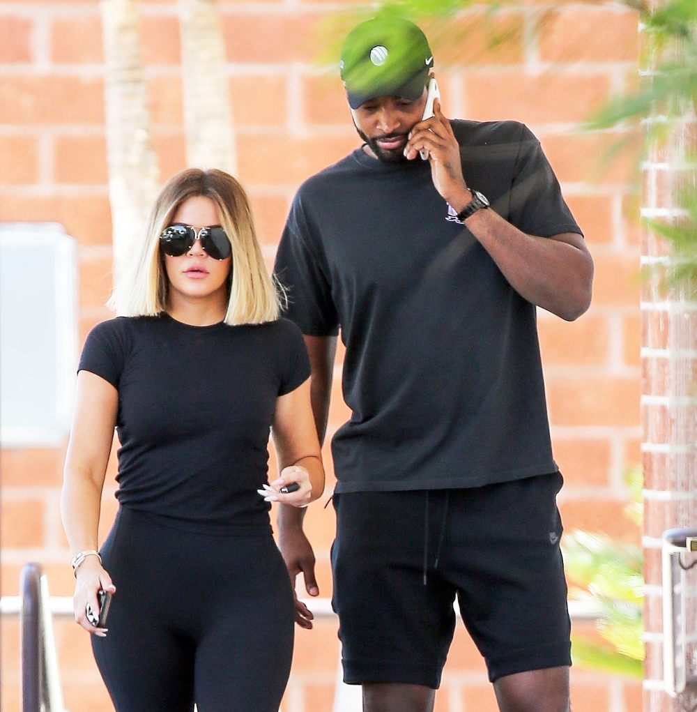 Khloe Kardashian and Tristan Thompson step out in Los Angeles, California on August 11, 2017.