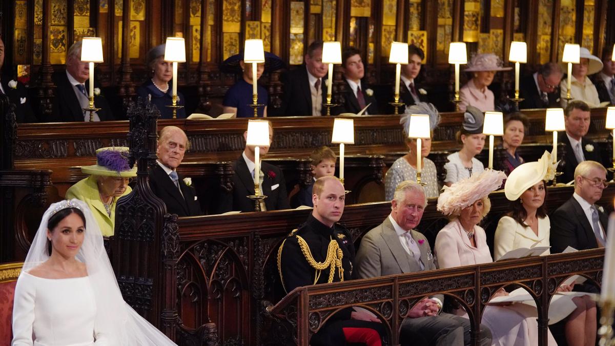 Britain's Prince Harry Meghan Markle (L) in St George's Chapel, Windsor Castle for her wedding to Britain's Prince Harry