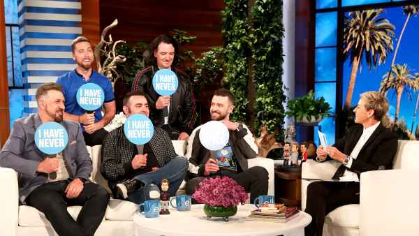 NSYNC bandmates Lance Bass, Joey Fatone, JC Chasez, Chris Kirkpatrick and Justin Timberlake on ‘The Ellen DeGeneres Show‘