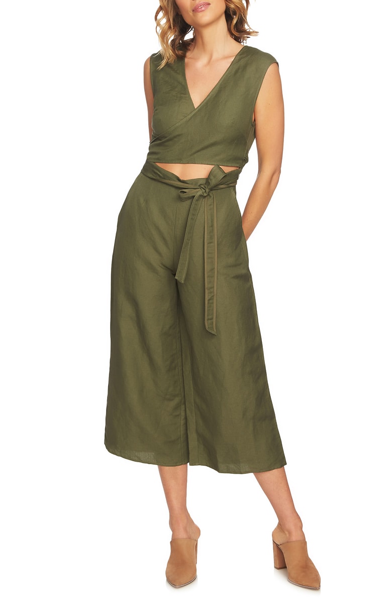 green jumpsuit with cutouts