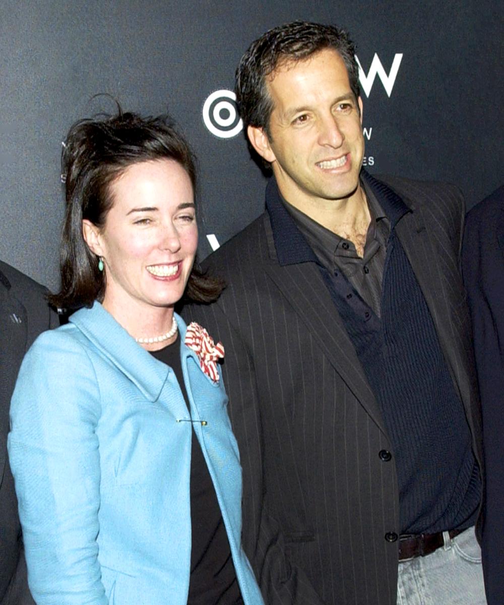Kenneth Cole and Kate Spade attend the W Times Square Hotel opening in New York City in 2002.