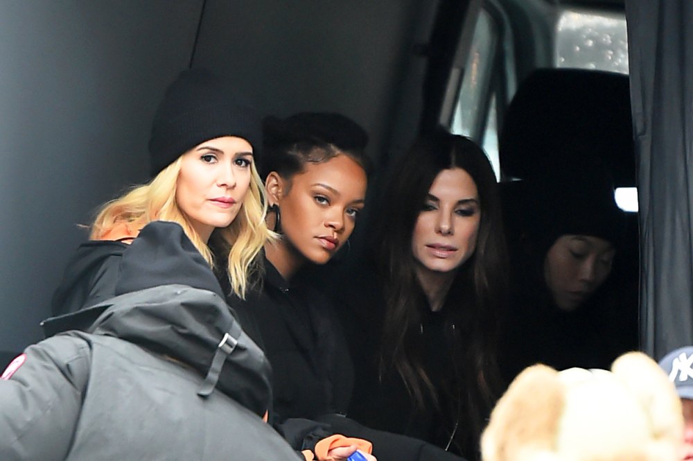 Sarah Paulson Rihanna, Sandra Bullock and Awkwafina seen on the set of &lsquo;Ocean&rsquo;s 8&lsquo; in New York City.