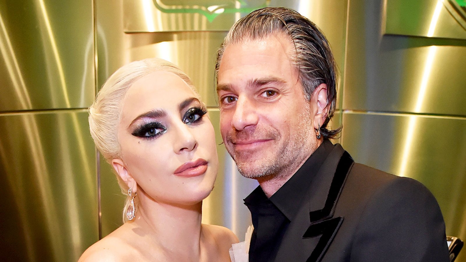 Lady Gaga and Christian Carino backstage at the 60th Annual Grammy Awards at Madison Square Garden in New York City.