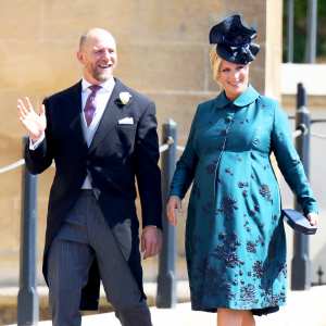 Mike and Zara Tindall attend the wedding of Prince Harry to Meghan Markle at St George's Chapel, Windsor Castle on May 19, 2018 in Windsor, England.