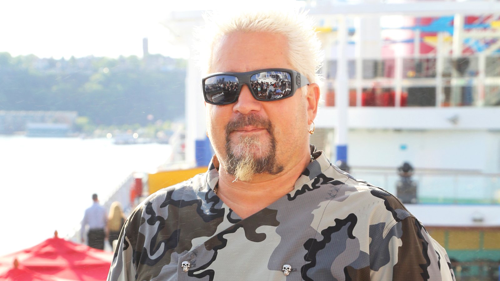 Guy Fieri attends Carnival Horizon naming ceremony event at Pier 88 on May 23, 2018 in New York City.