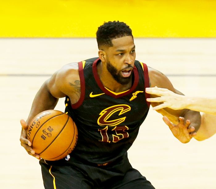 Tristan Thompson #13 of the Cleveland Cavaliers during the 2018 NBA Finals at ORACLE Arena in Oakland, California.