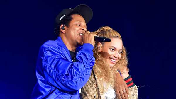 Jay Z and Beyonce Knowles perform on stage during their "On the Run II" tour opener at Principality Stadium on June 6, 2018 in Cardiff, Wales.
