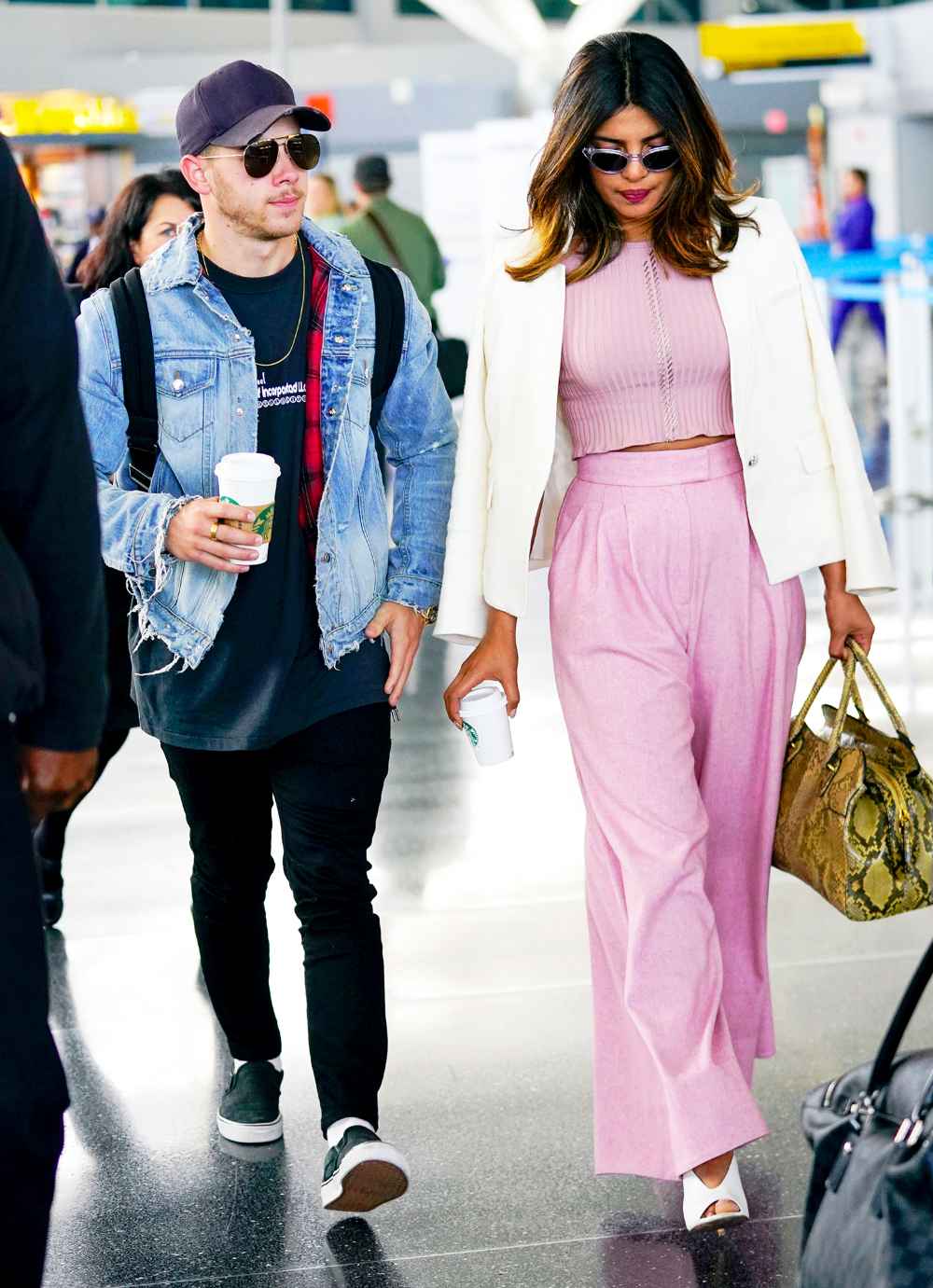 Nick Jonas and Priyanka Chopra at JFK airport on June 8, 2018 in New York City.