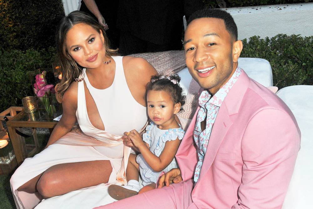 Chrissy Teigen and John Legend with their daughter Luna attend the 2018 launch of new rose wine brand LVE in Beverly Hills, California.