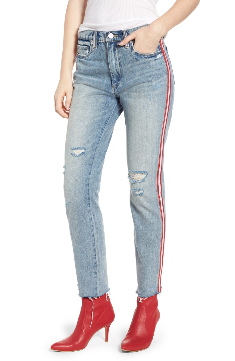 BLANKNYC Now or Never Side Stripe Skinny Jeans