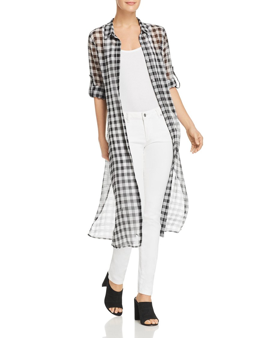 Calvin Klein Sheer Gingham Shirt Dress