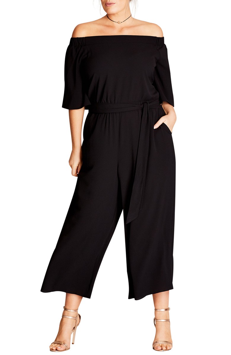 City Chic Off-the-Shoulder Jumpsuit