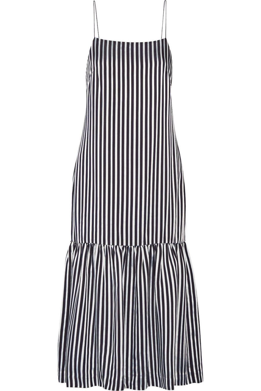 Elizabeth And James Jewel Striped Satin and Crepe Midi Dress
