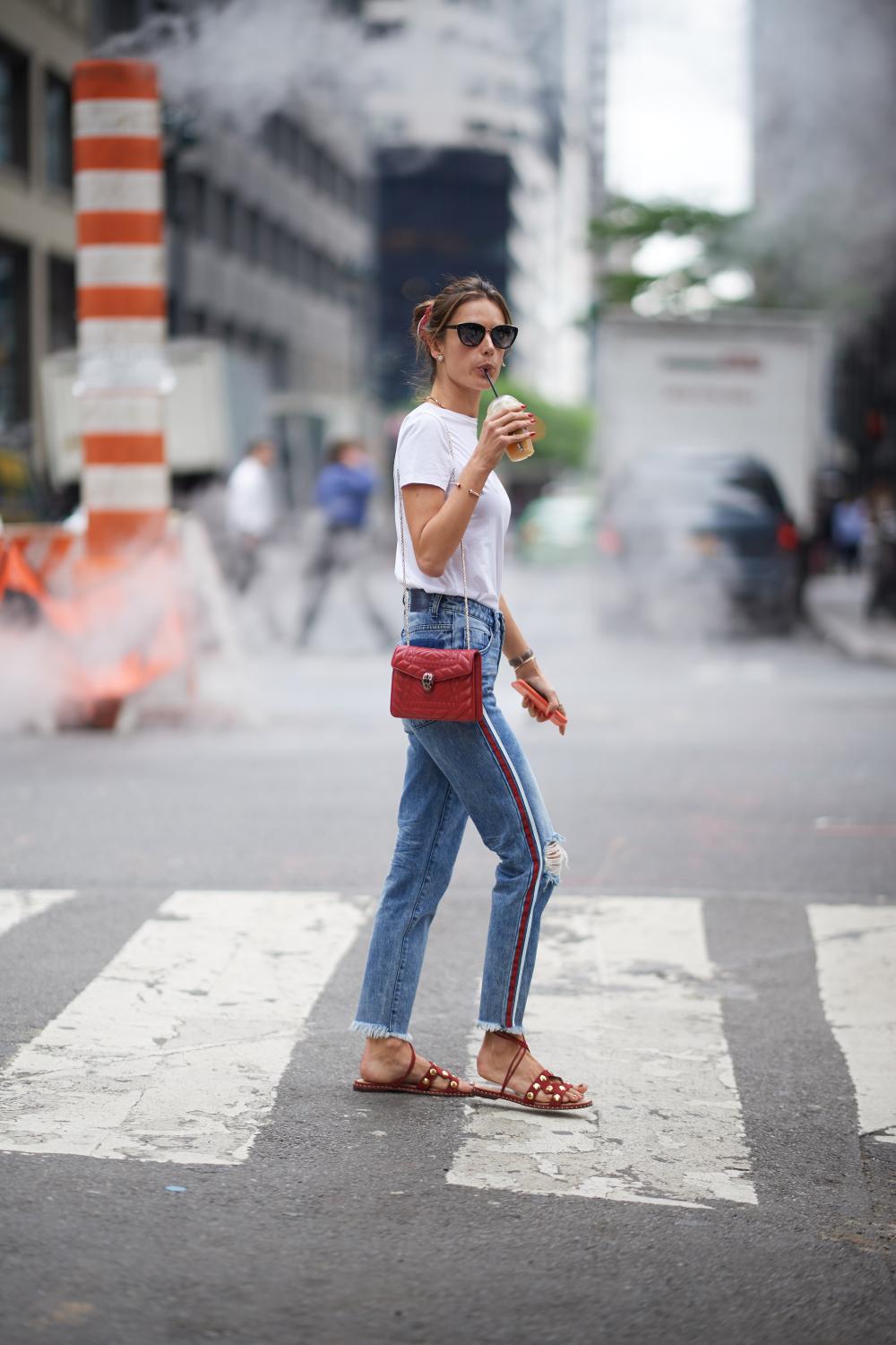 Alessandra Ambrosio NYC side stripe jeans