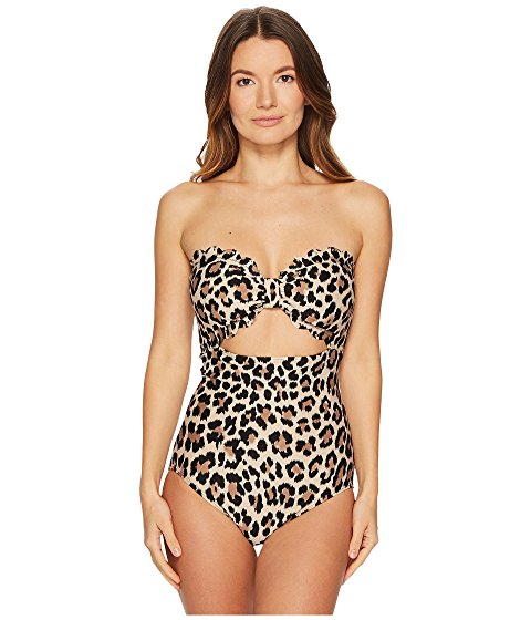 Kate Spade New York Crystal Cove #70 Scalloped Cut Out Bandeau One Piece w: Removable Soft Cups & Strap