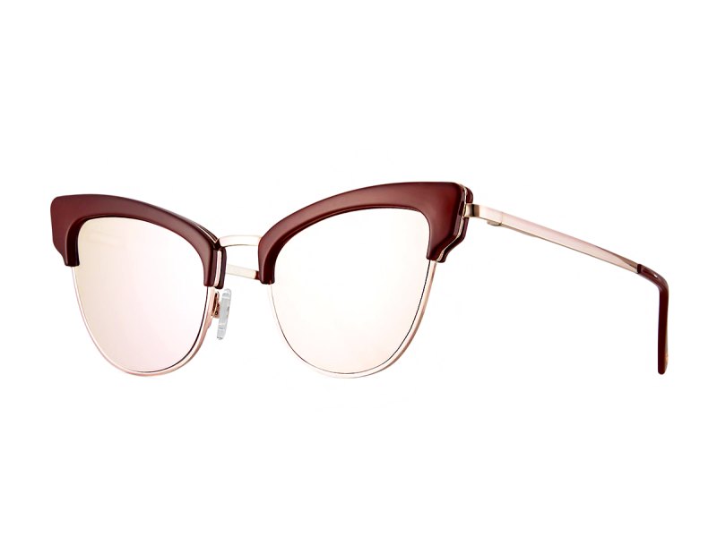 Le Specs Luxe Ashanti Semi Rimless Cat Eye Sunglasses Garnet