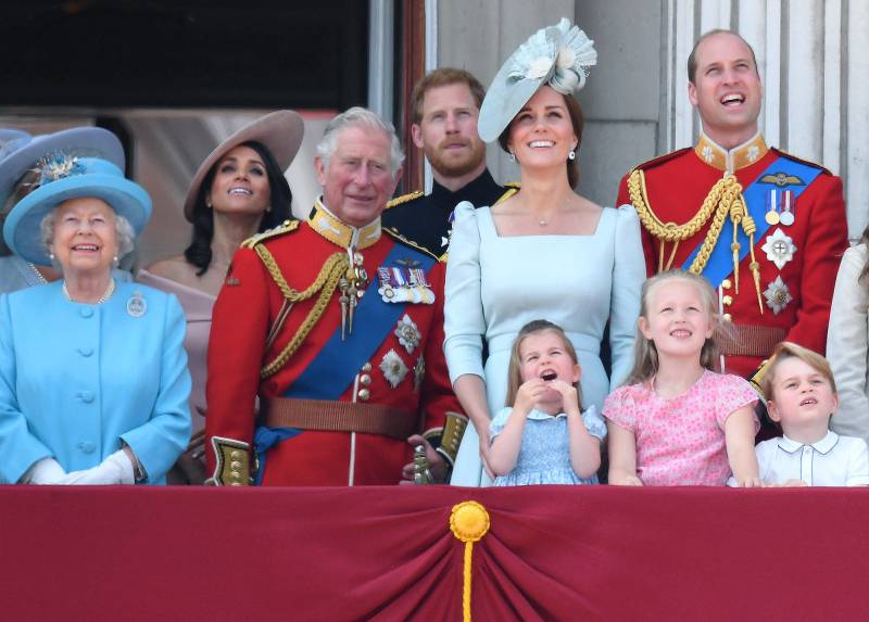 Queen Elizabeth, Meghan Markle, Prince Harry, Prince Charles, Kate Middleton, Prince William, Princess Charlotte, Savannah Phillips, Prince George, Trooping The Colour, Royal Family
