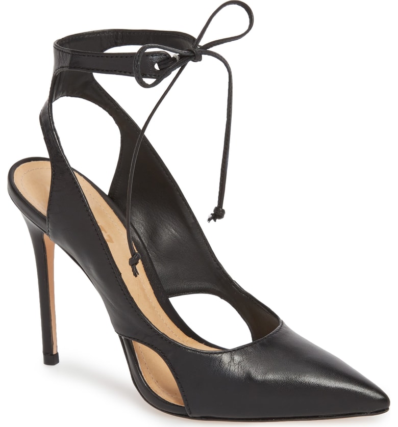 black heel with cutouts
