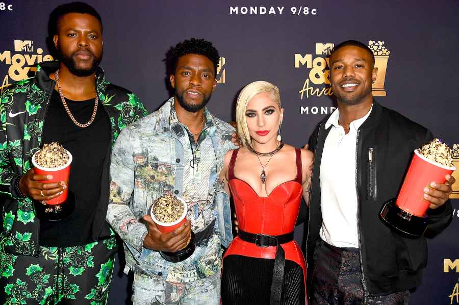 Winston-Duke,-Chadwick-Boseman-and-Michael-B.-Jordan-Lady-Gaga