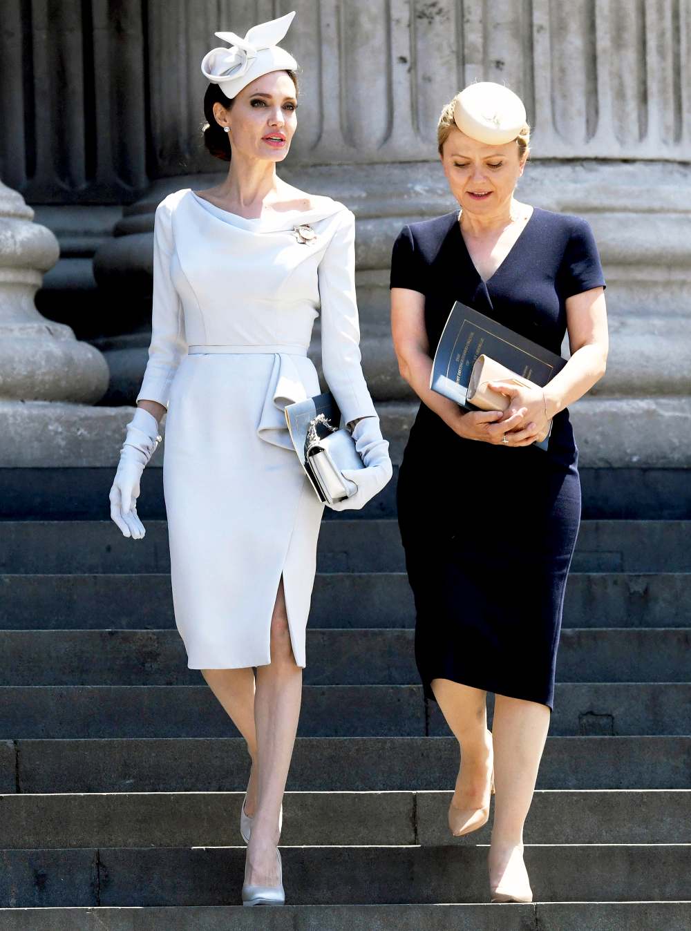 Angelina Jolie leaving the Service of Commemoration and Dedication, marking the 200th anniversary of the Most Distinguished Order of St Michael and St George at St Paul's Cathedral in London on June 28, 2018.