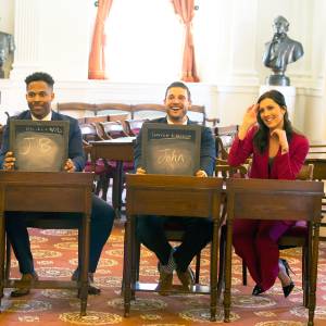 Becca Kufrin with Blake, Wills and Garrett in ‘The Bachelorette‘