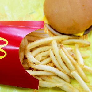 McDonald's cheeseburger and fries