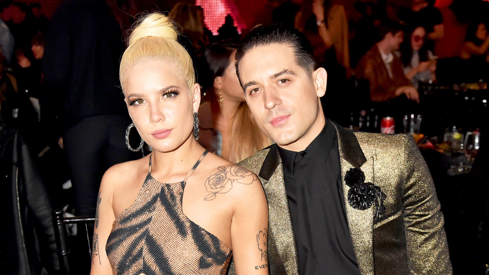 Halsey and G-Eazy attend the 2018 iHeartRadio Music Awards at The Forum on in Inglewood, California.