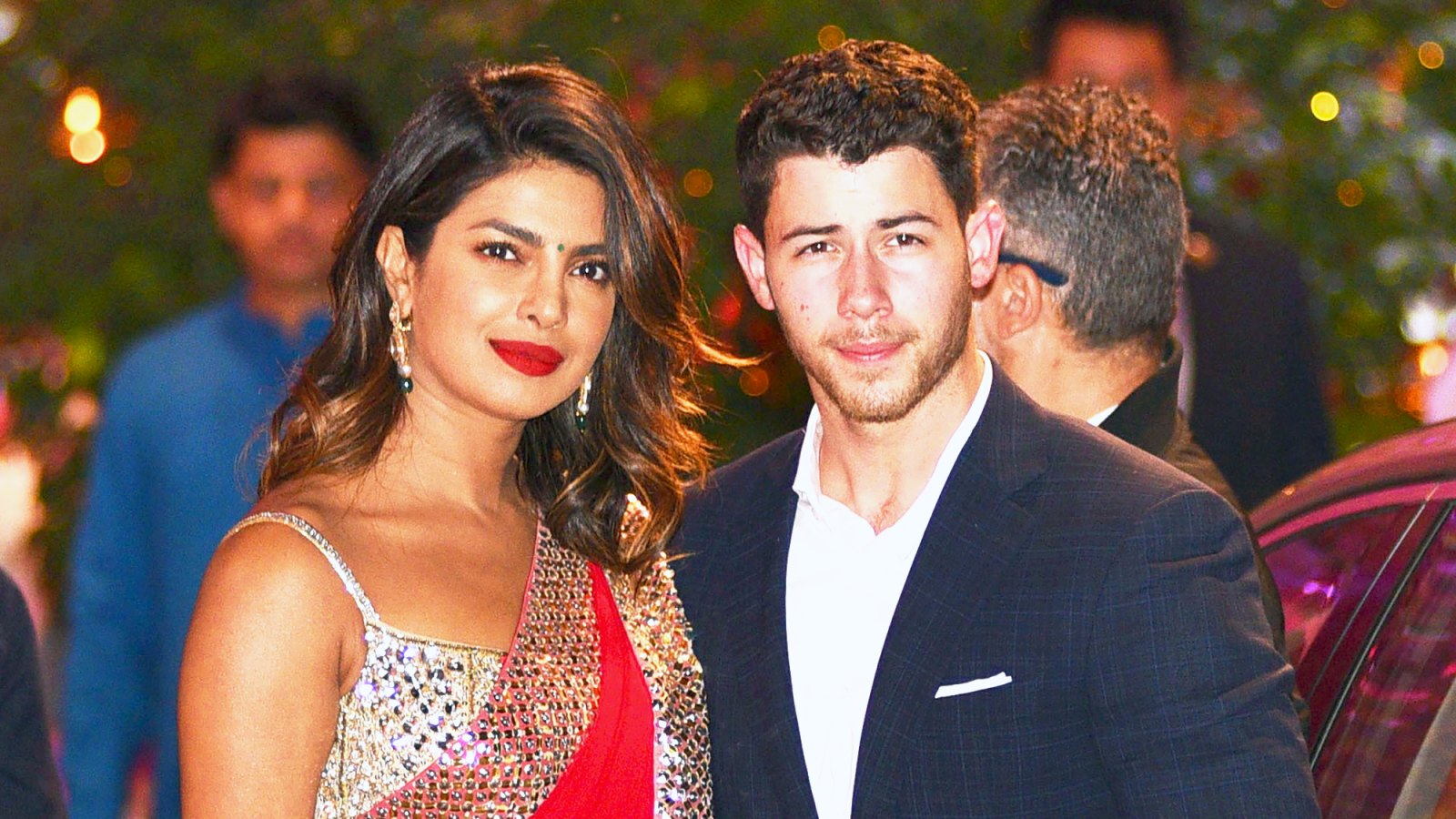 Priyanka Chopra and Nick Jonas arrive for the pre-engagement party in India on June 28, 2018.