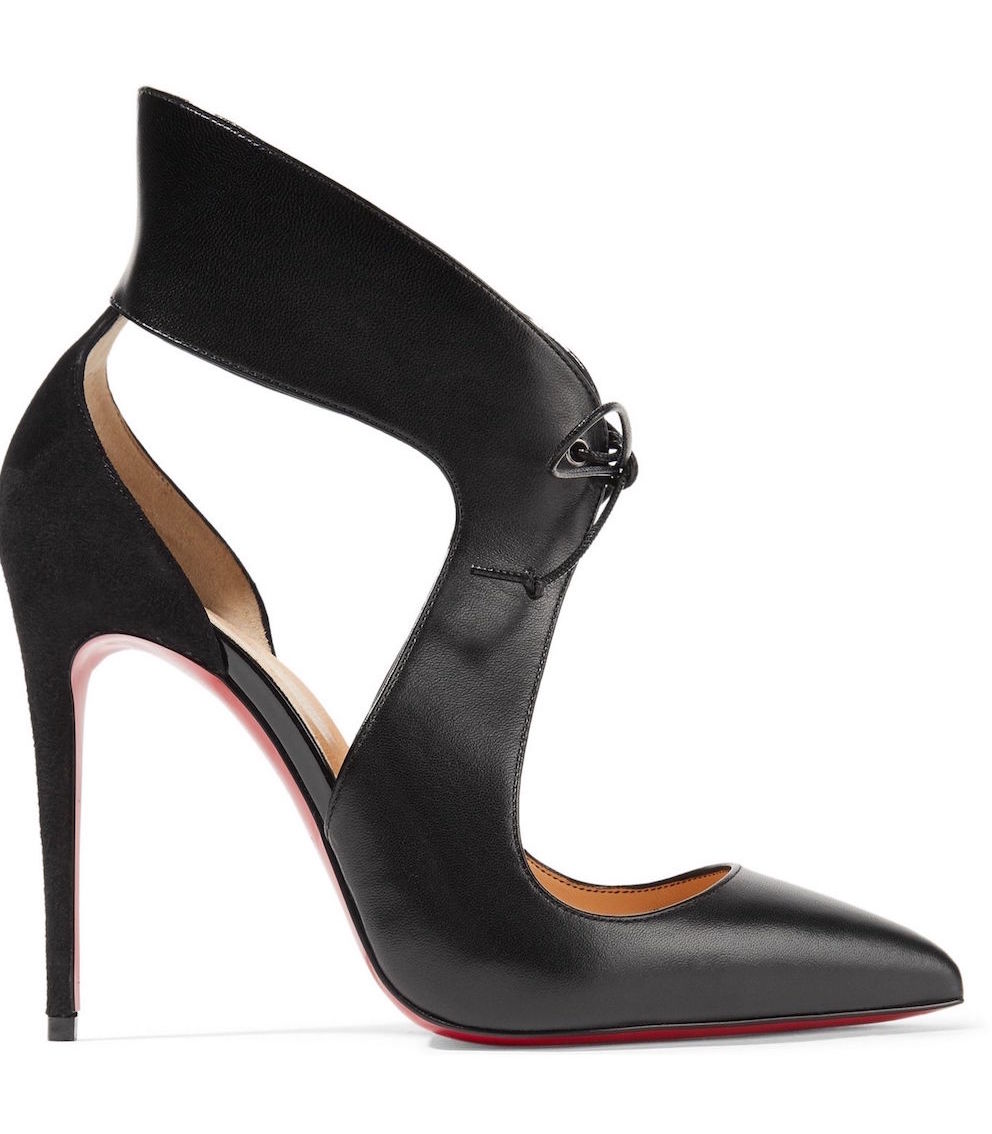 Christian Louboutin Ferme Rouge 100 Cutout Leather and Suede Pumps