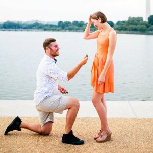 Evan Wilt proposes to Haley Byrd with a 3D Kit Kat on Wednesday, July 4, at the National Arboretum in Washington D.C.