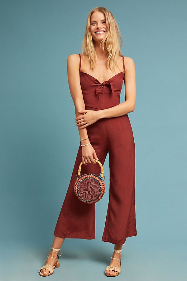 cropped wine jumpsuit anthropologie