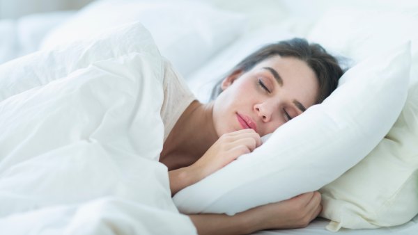 woman with pillow