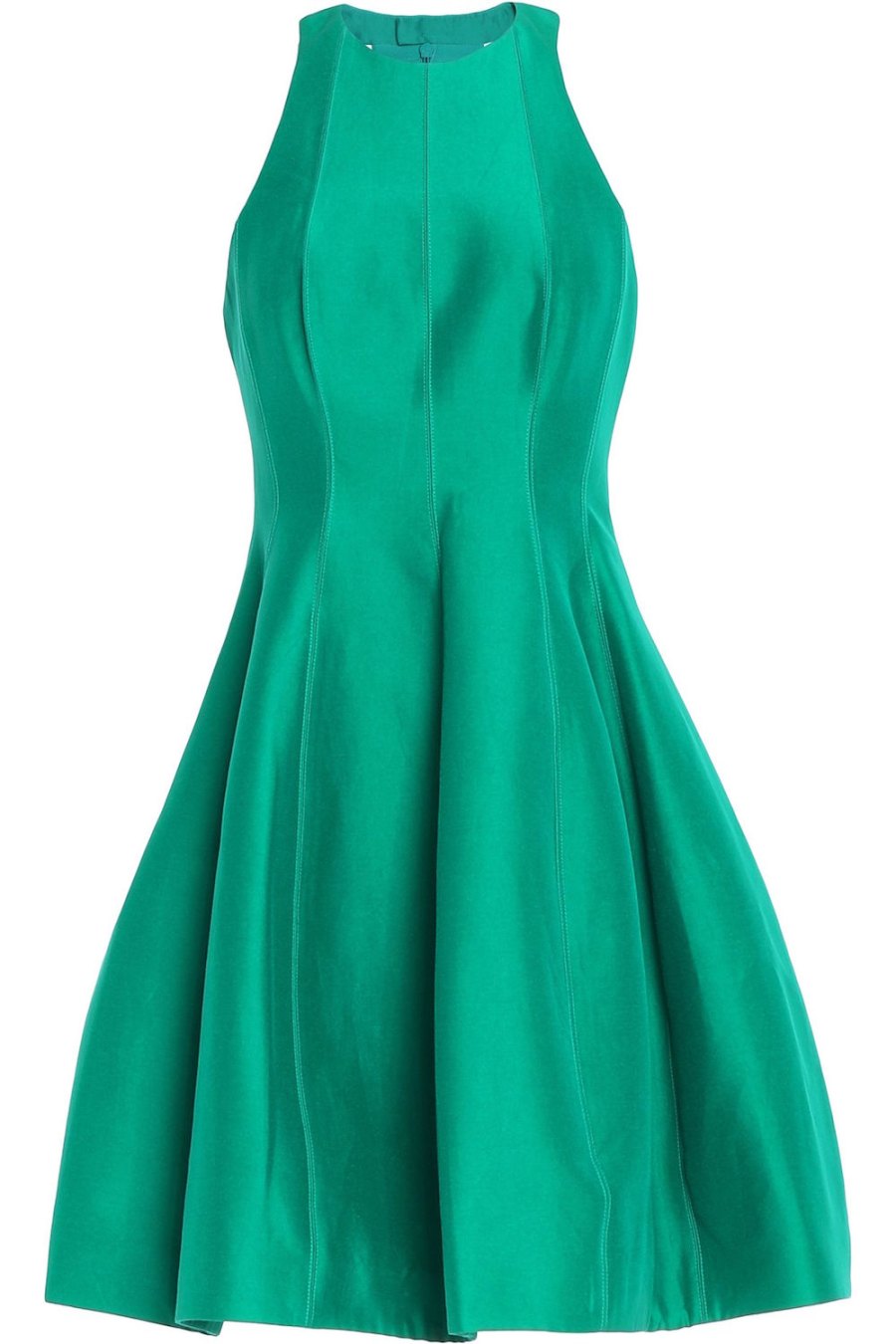 HALSTON HERITAGE Pleated Cotton and Silk-Blend Duchesse-Satin Mini Dress