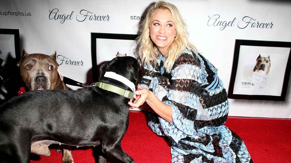 Kaley Cuoco dogs pool