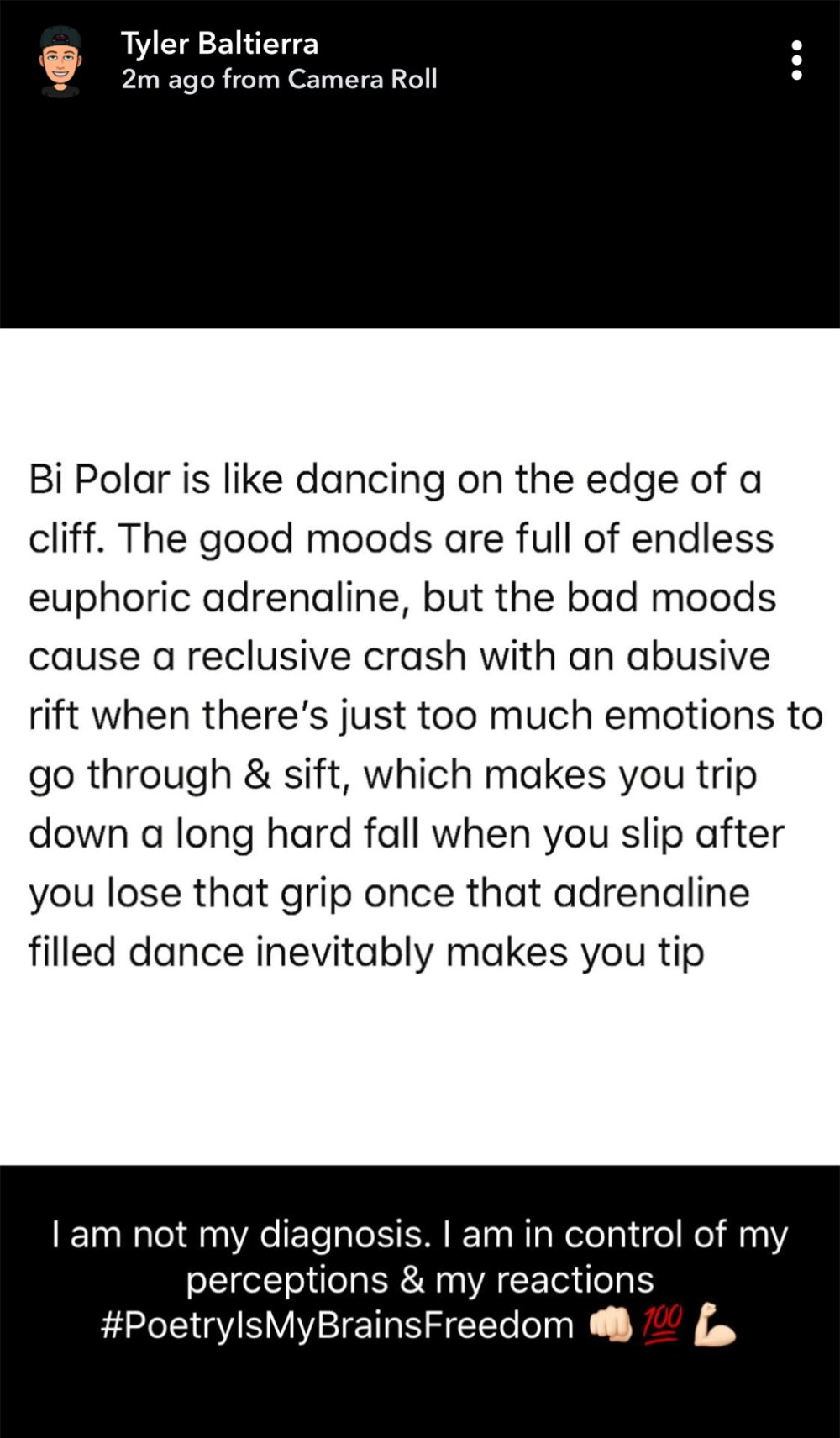 Tyler Baltierra, Bi-Polar, Diagnosis